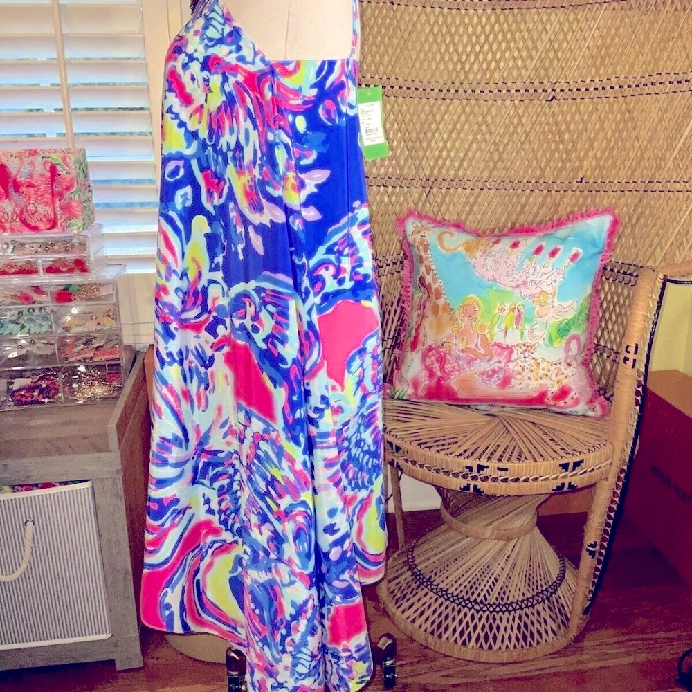 Lilly Pulitzer NWT 🦄 Kimi Silk Dress 🦄 Coastal Retreat Size XXS Holy Grail! - Picture 8 of 15